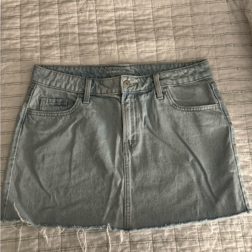 Old Navy Mid-Rise Light Blue Mini Skirt